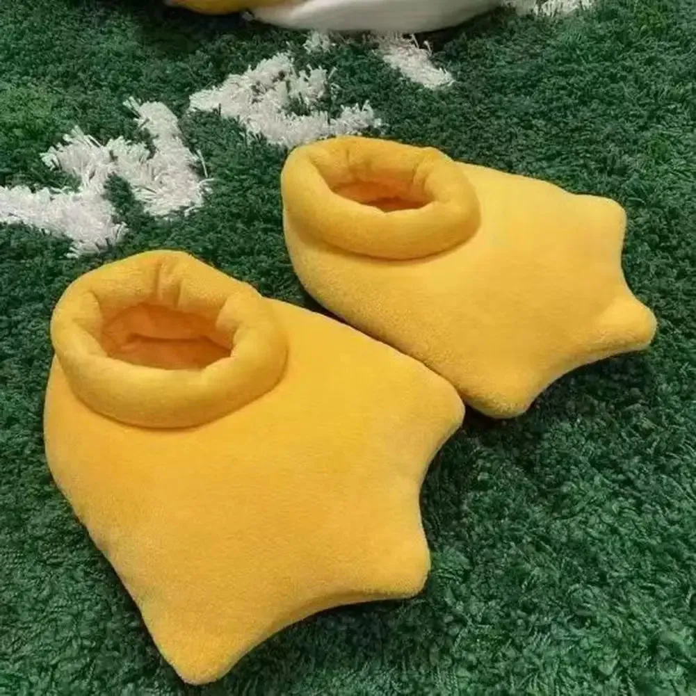 1 Pair Duck Feet Plush Slippers Unisex Cartoon Cotton Shoes Keep Warm Non-Slip Soles Ultra-Soft Cold Weather Indoor Shoes