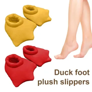 1 Pair Duck Feet Plush Slippers Unisex Cartoon Cotton Shoes Keep Warm Non-Slip Soles Ultra-Soft Cold Weather Indoor Shoes
