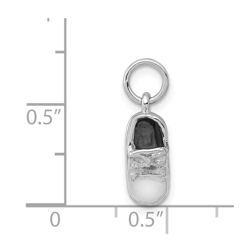 14k  3D White Gold Baby Shoe Charm
