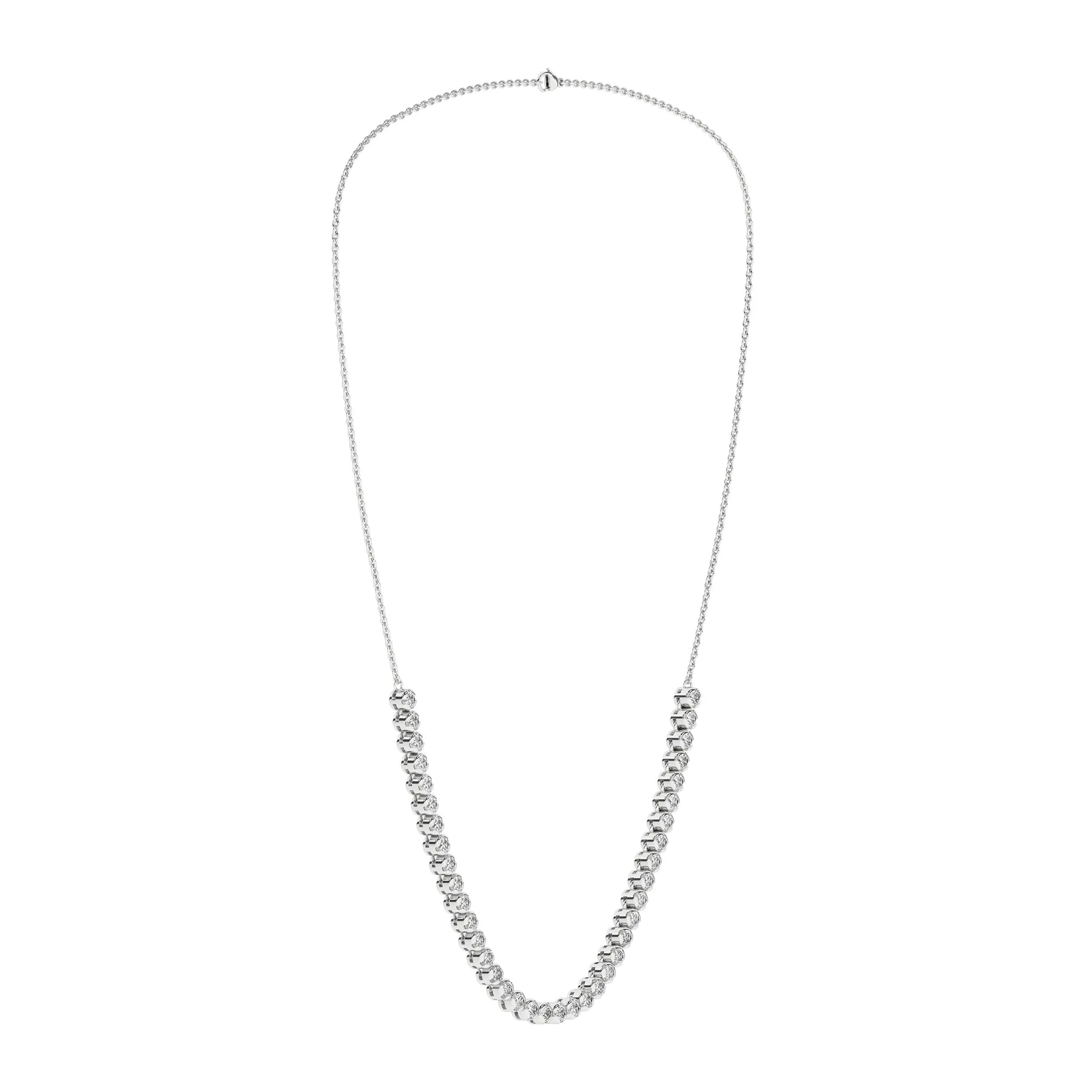 2 Carat Round Lab Grown Diamond 14K Gold Half Eternity Tennis Necklace