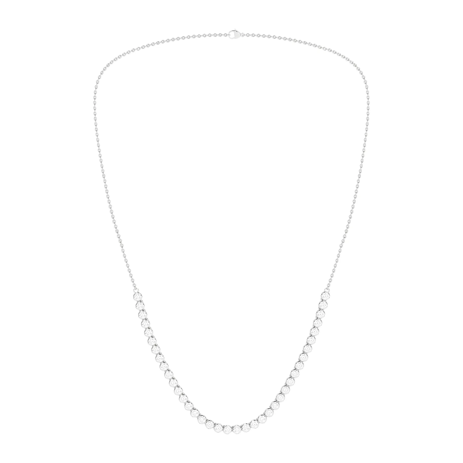 2 Carat Round Lab Grown Diamond 14K Gold Half Eternity Tennis Necklace
