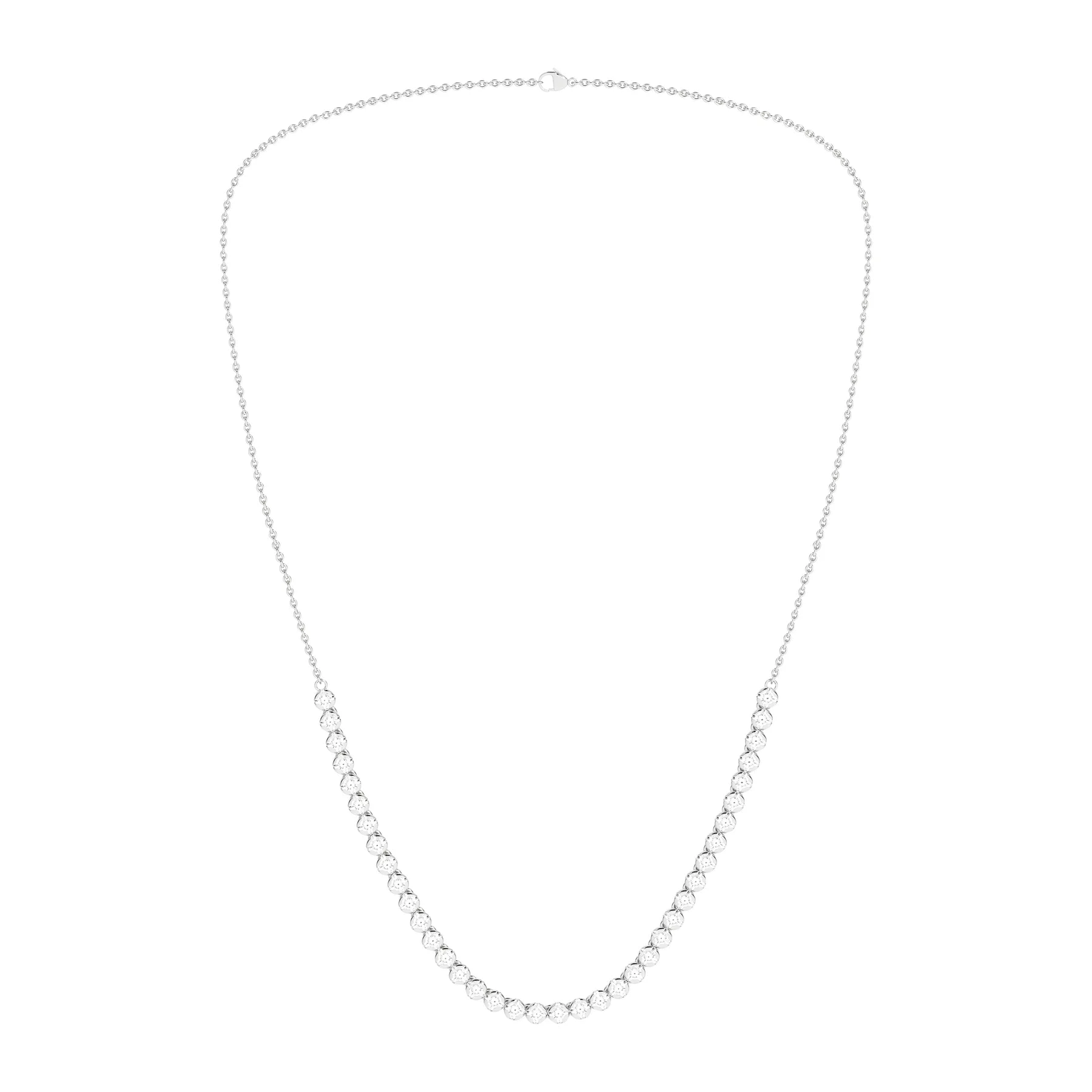 2 Carat Round Lab Grown Diamond 14K Gold Half Eternity Tennis Necklace