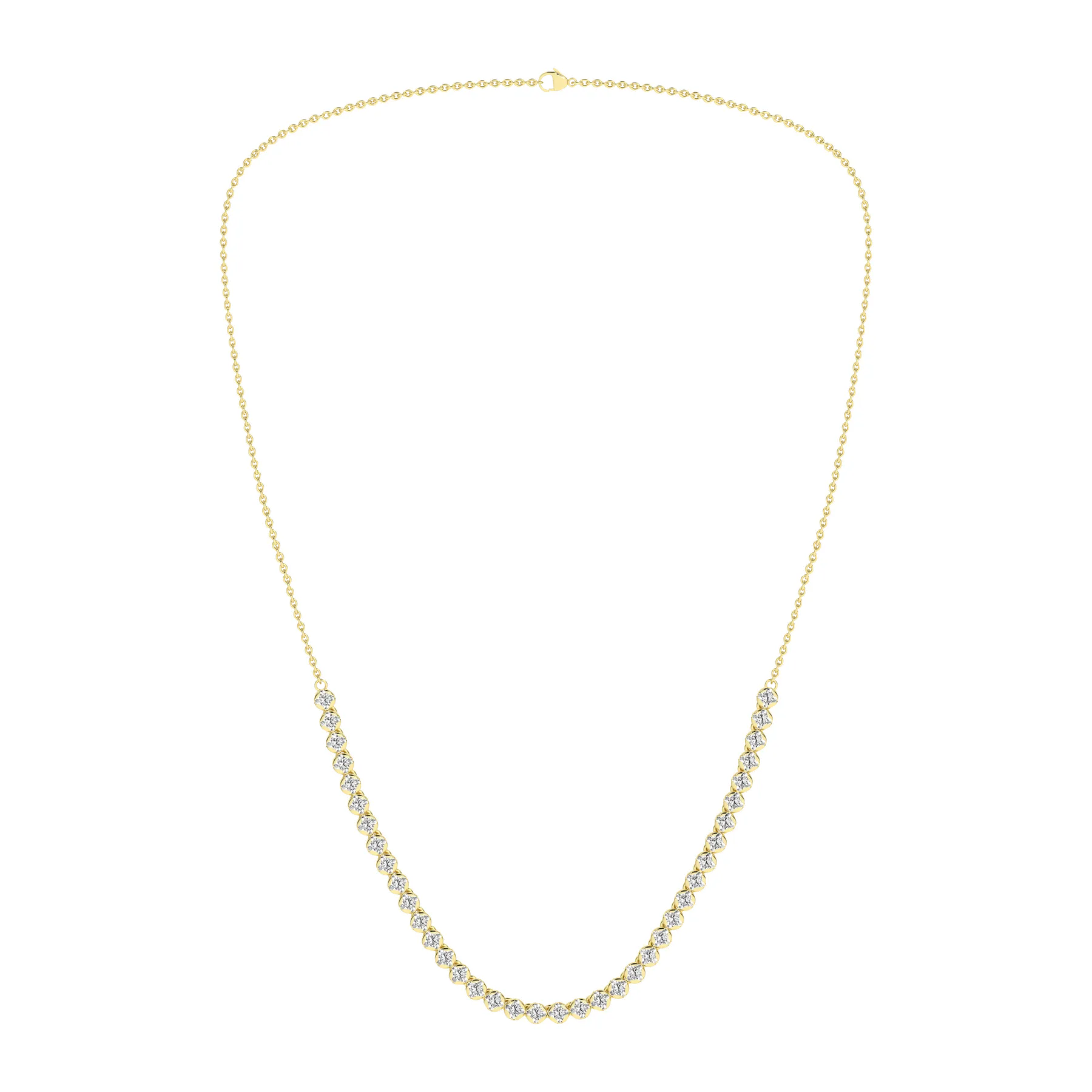 2 Carat Round Lab Grown Diamond 14K Gold Half Eternity Tennis Necklace