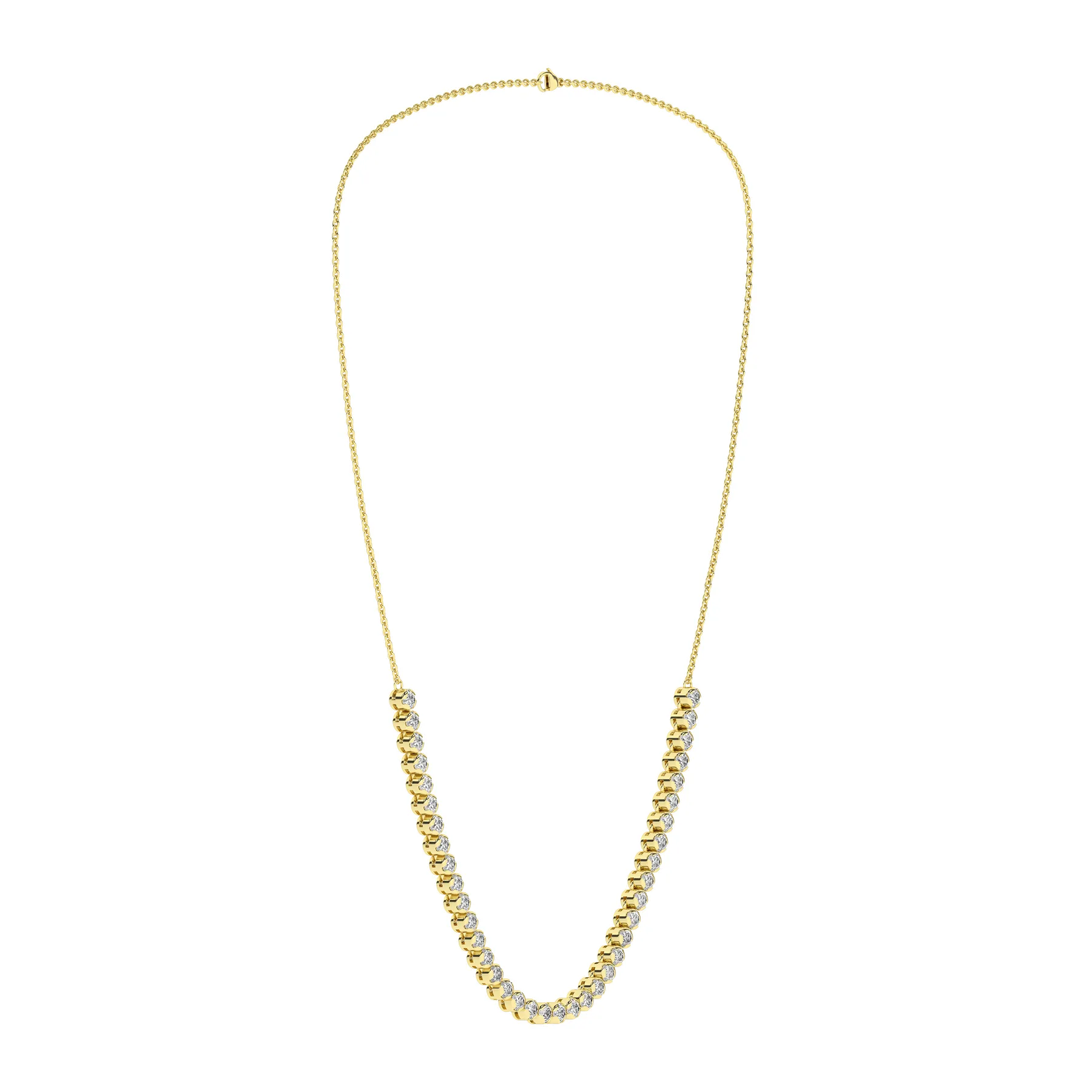 2 Carat Round Lab Grown Diamond 14K Gold Half Eternity Tennis Necklace