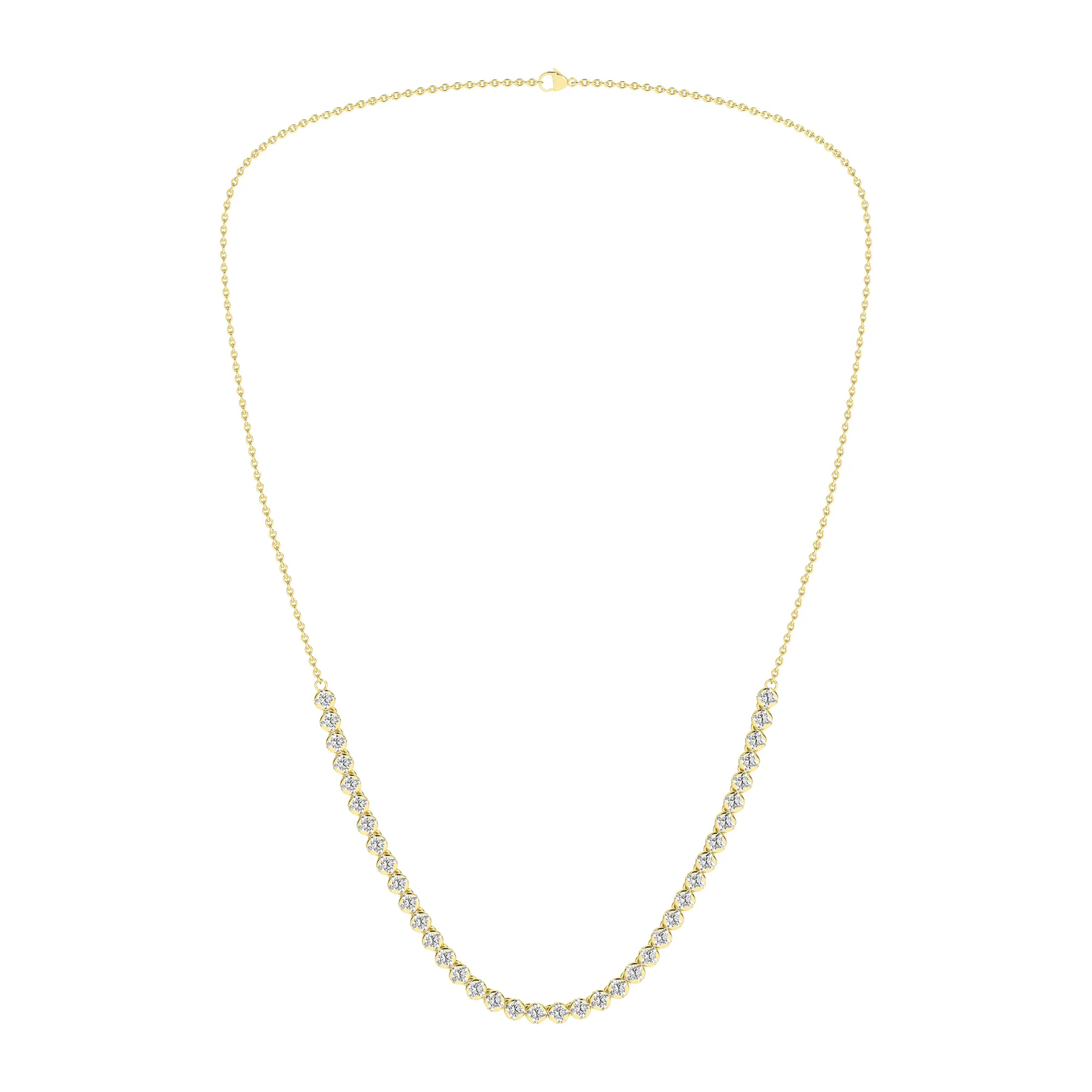 2 Carat Round Lab Grown Diamond 14K Gold Half Eternity Tennis Necklace