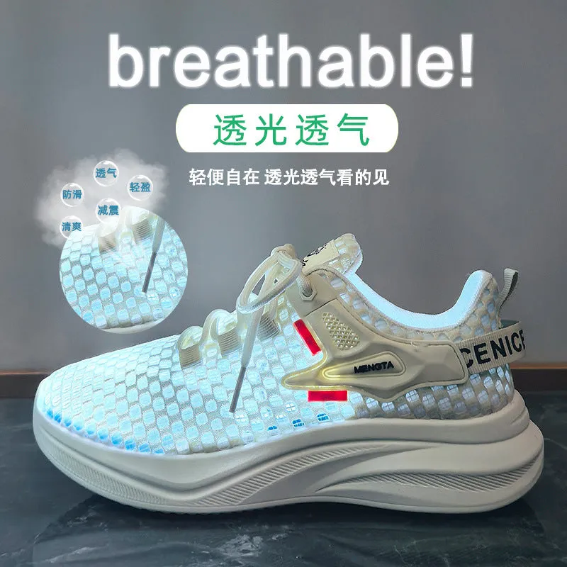 2025 ins Korean version of flying woven shoes  summer new student sports shoes fitness running casual shoes breathable FZ6612
