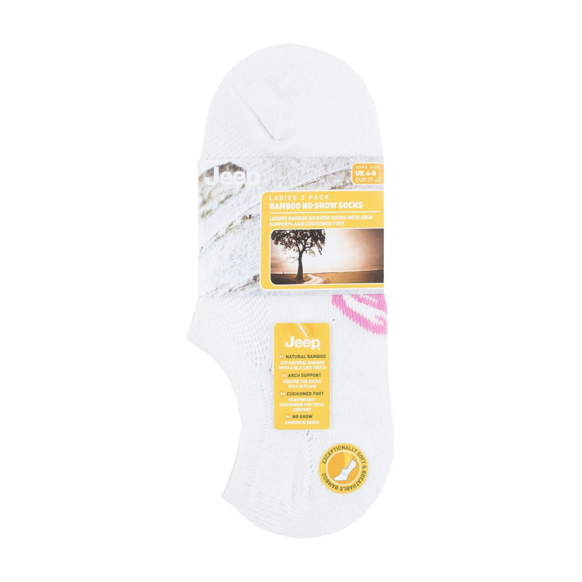 3 Pack Ladies Anti Blister Bamboo No Show Socks with Non Slip Heel Grip