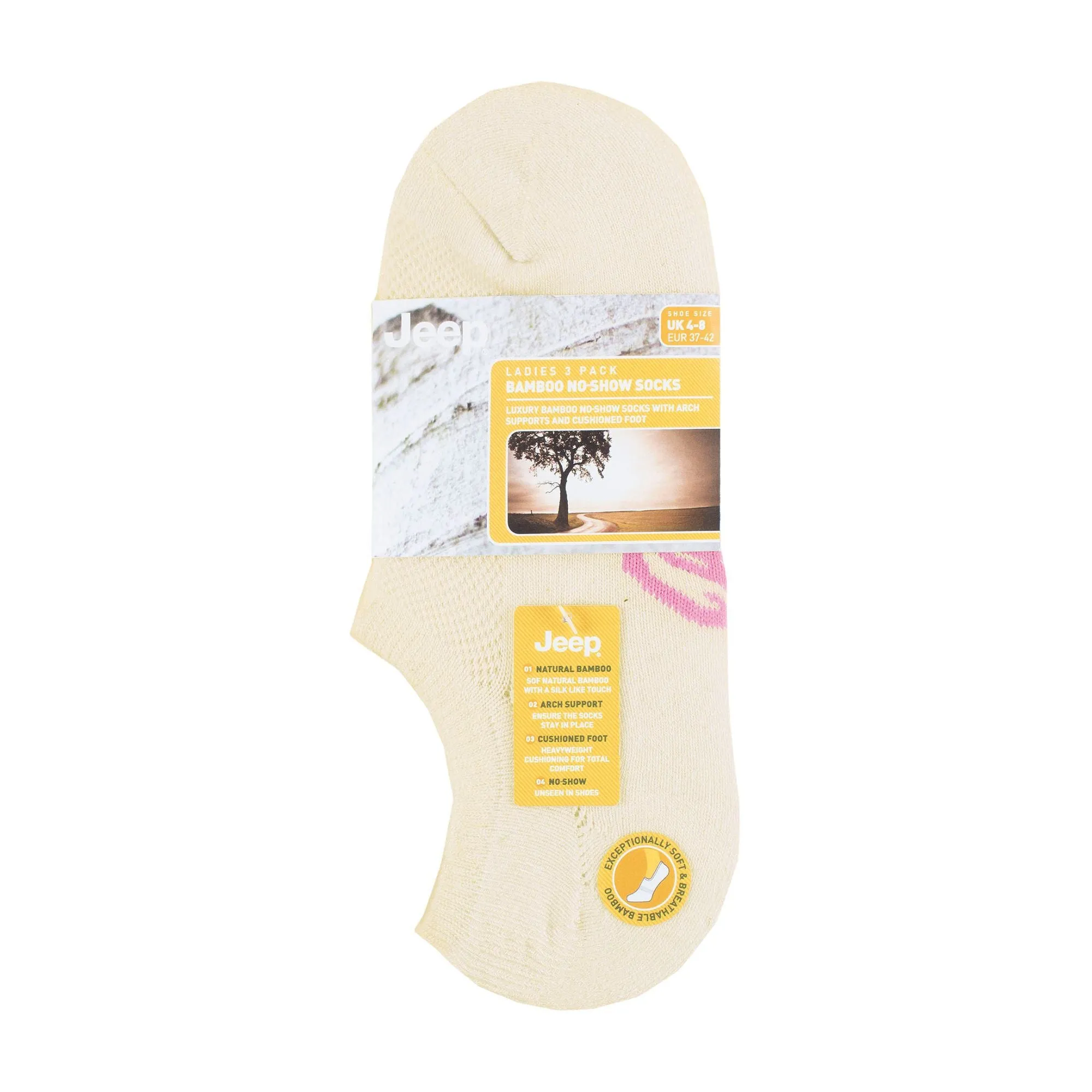 3 Pack Ladies Anti Blister Bamboo No Show Socks with Non Slip Heel Grip