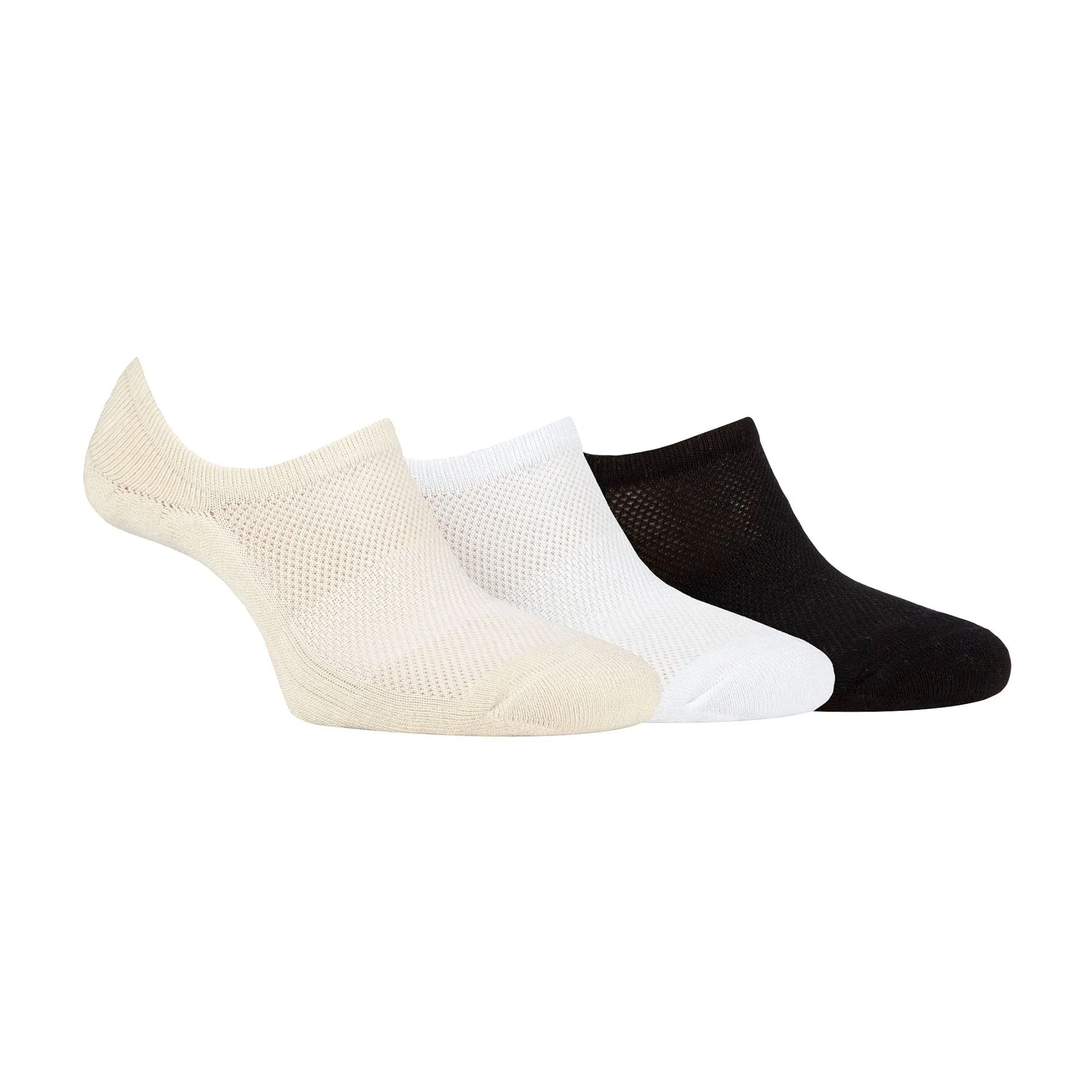 3 Pack Ladies Anti Blister Bamboo No Show Socks with Non Slip Heel Grip