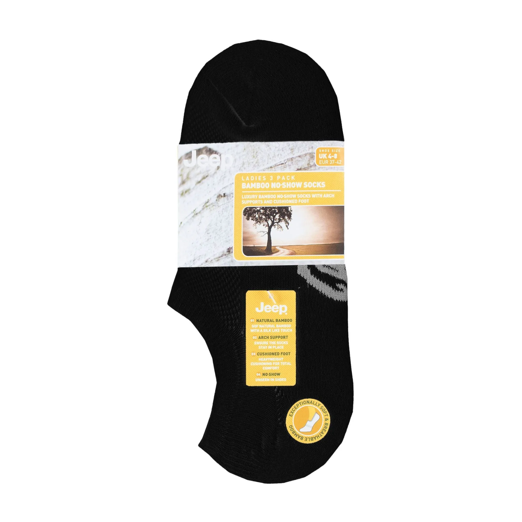3 Pack Ladies Anti Blister Bamboo No Show Socks with Non Slip Heel Grip