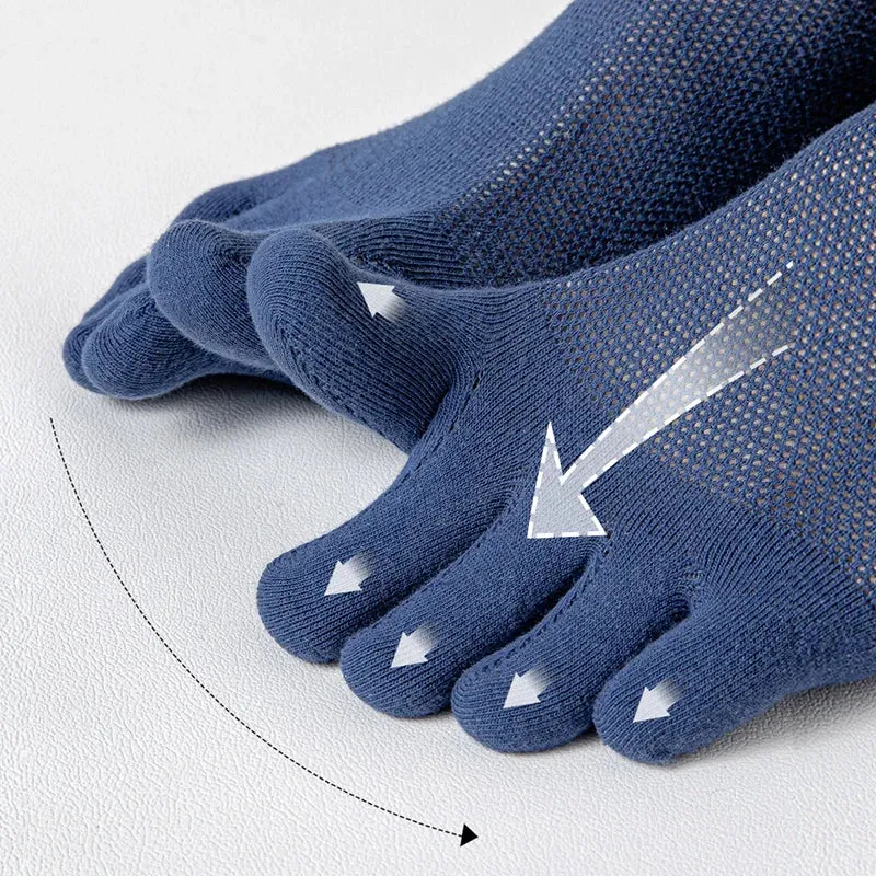 3 Pairs Men's Fashion Open Toe Boat Socks - Breathable, Sweat-Absorbing Cotton Ankle Socks for Comfort and Style