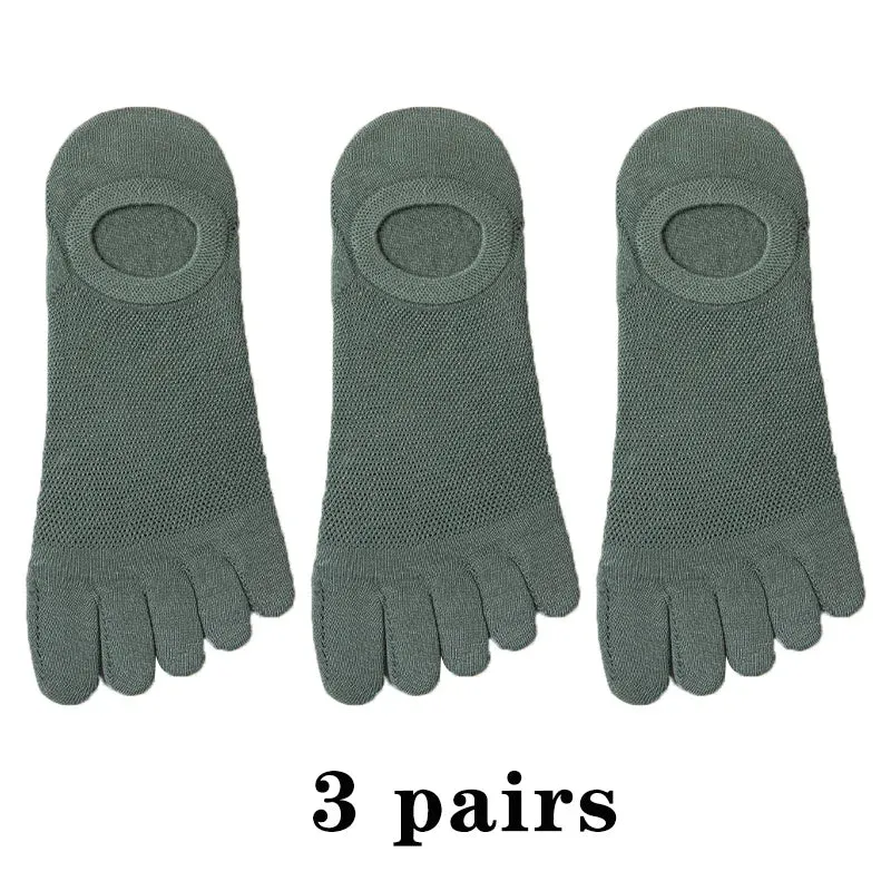 3 Pairs Men's Fashion Open Toe Boat Socks - Breathable, Sweat-Absorbing Cotton Ankle Socks for Comfort and Style