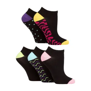5 Pack Ladies Plain Contrast Liner Socks