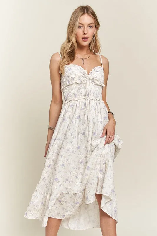 ADORA Smocked Floral Sweetheart Neck Cami Dress