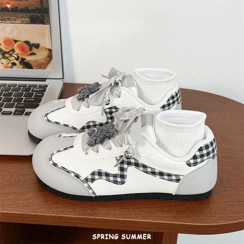ADVBRIDGE  -  Dopamine Trainers Women Hot Sell Cute Lightweight Womens Casual Shoes Ballet Versatile Pu Leather Lace Ladies Shoes