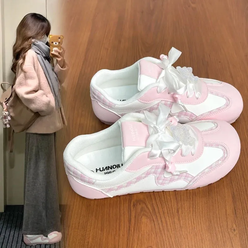 ADVBRIDGE  -  Dopamine Trainers Women Hot Sell Cute Lightweight Womens Casual Shoes Ballet Versatile Pu Leather Lace Ladies Shoes