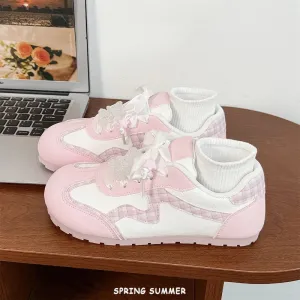 ADVBRIDGE  -  Dopamine Trainers Women Hot Sell Cute Lightweight Womens Casual Shoes Ballet Versatile Pu Leather Lace Ladies Shoes