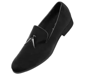Amali Velvet Elegance Dapper Black Smoking Slippers For Men