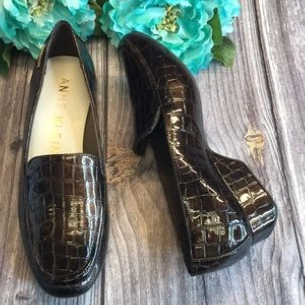 ANNE KLEIN Kamden Brown Patent Loafers 7M
