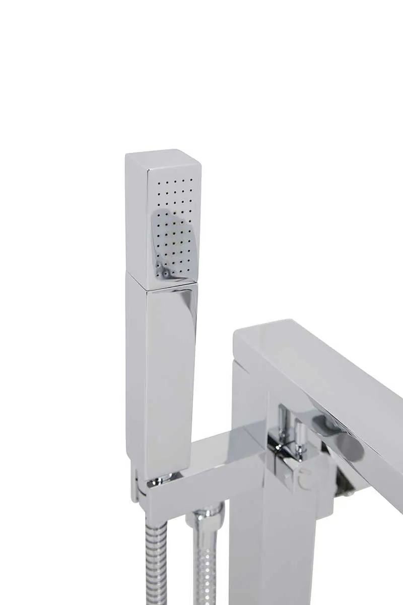 Anzzi Stratus 5.6 ft. Acrylic Freestanding Non-Whirlpool Bathtub in White and Dawn Series Faucet in Chrome