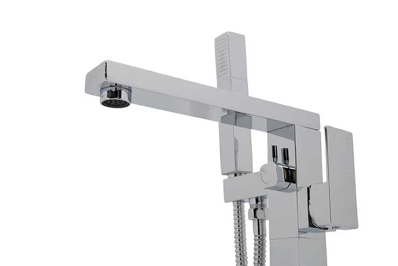 Anzzi Stratus 5.6 ft. Acrylic Freestanding Non-Whirlpool Bathtub in White and Dawn Series Faucet in Chrome