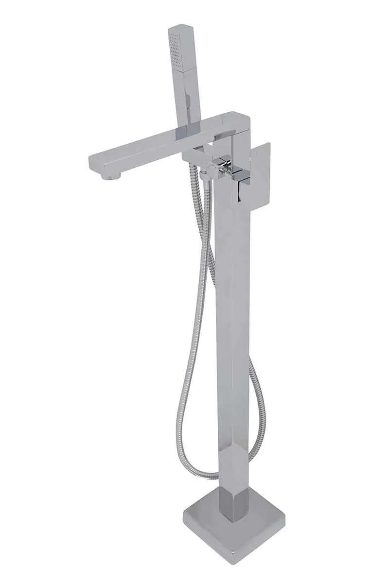 Anzzi Stratus 5.6 ft. Acrylic Freestanding Non-Whirlpool Bathtub in White and Dawn Series Faucet in Chrome
