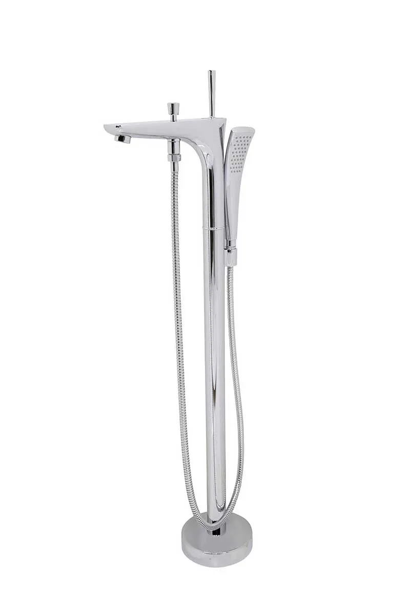 Anzzi Stratus 5.6 ft. Acrylic Freestanding Non-Whirlpool Bathtub in White and Kase Series Faucet in Chrome