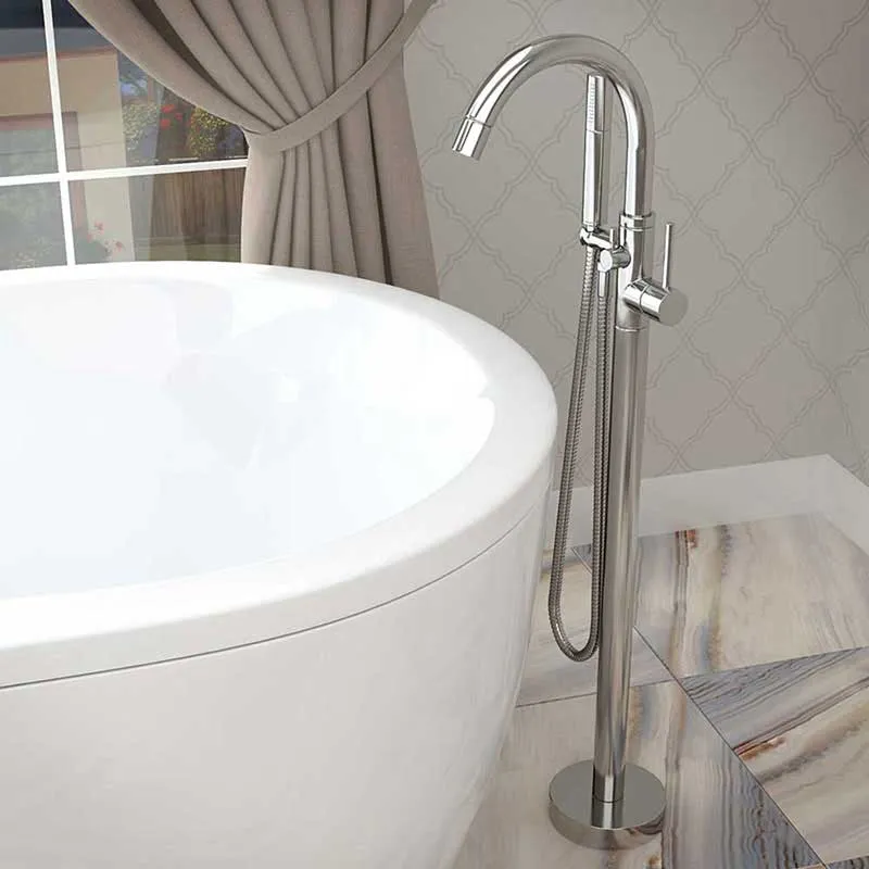 Anzzi Stratus 5.6 ft. Acrylic Freestanding Non-Whirlpool Bathtub in White and Kros Series Faucet in Chrome