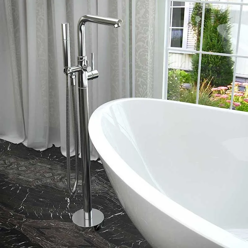 Anzzi Stratus 5.6 ft. Acrylic Freestanding Non-Whirlpool Bathtub in White and Sens Series Faucet in Chrome