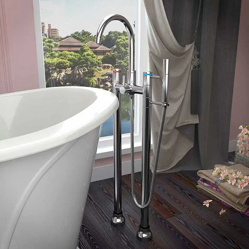 Anzzi Stratus 5.6 ft. Acrylic Freestanding Non-Whirlpool Bathtub in White and Sol Series Faucet in Chrome