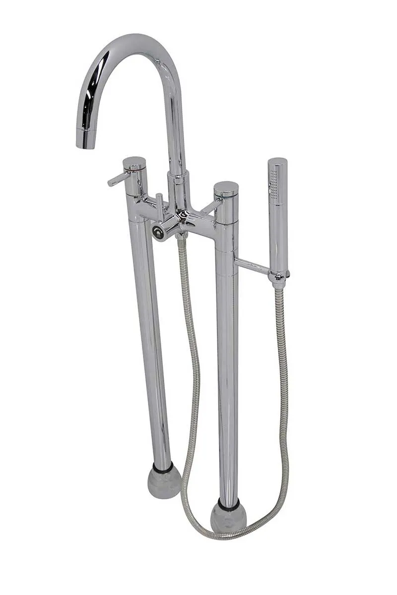 Anzzi Stratus 5.6 ft. Acrylic Freestanding Non-Whirlpool Bathtub in White and Sol Series Faucet in Chrome