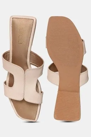 Aurelia Ecru Colourblocked Square Toe Flat-Zmariam