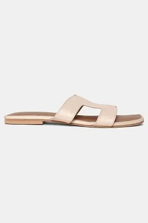 Aurelia Ecru Colourblocked Square Toe Flat-Zmariam
