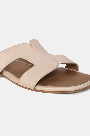 Aurelia Ecru Colourblocked Square Toe Flat-Zmariam