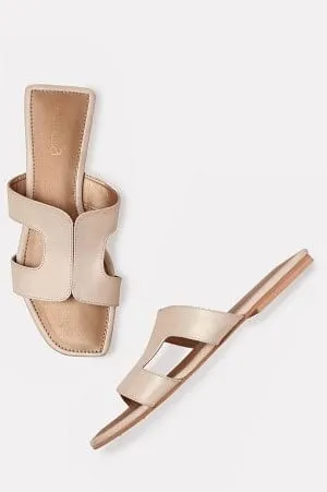 Aurelia Ecru Colourblocked Square Toe Flat-Zmariam