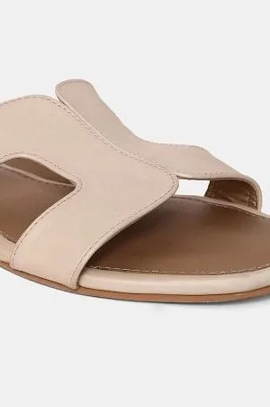 Aurelia Ecru Colourblocked Square Toe Flat-Zmariam
