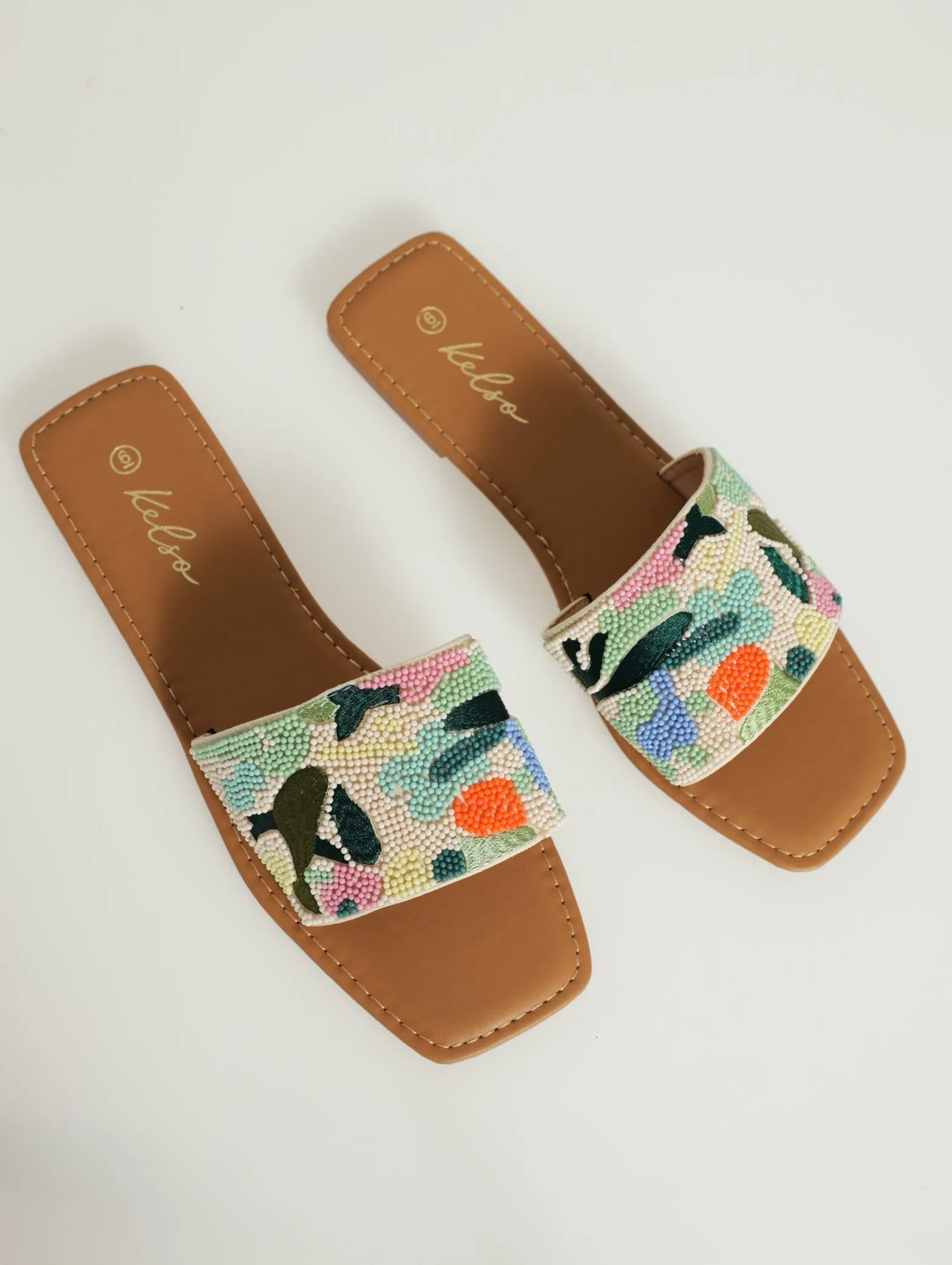 Beaded Pattern Flat Sandal