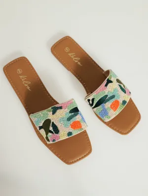 Beaded Pattern Flat Sandal
