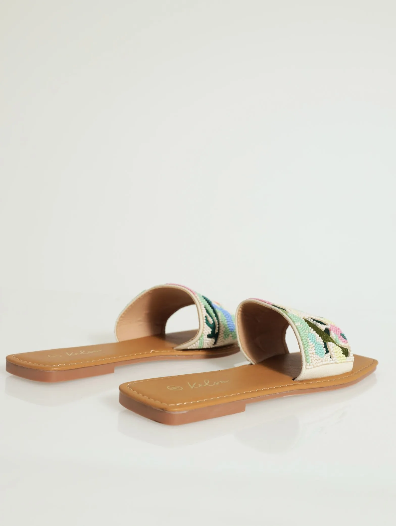 Beaded Pattern Flat Sandal