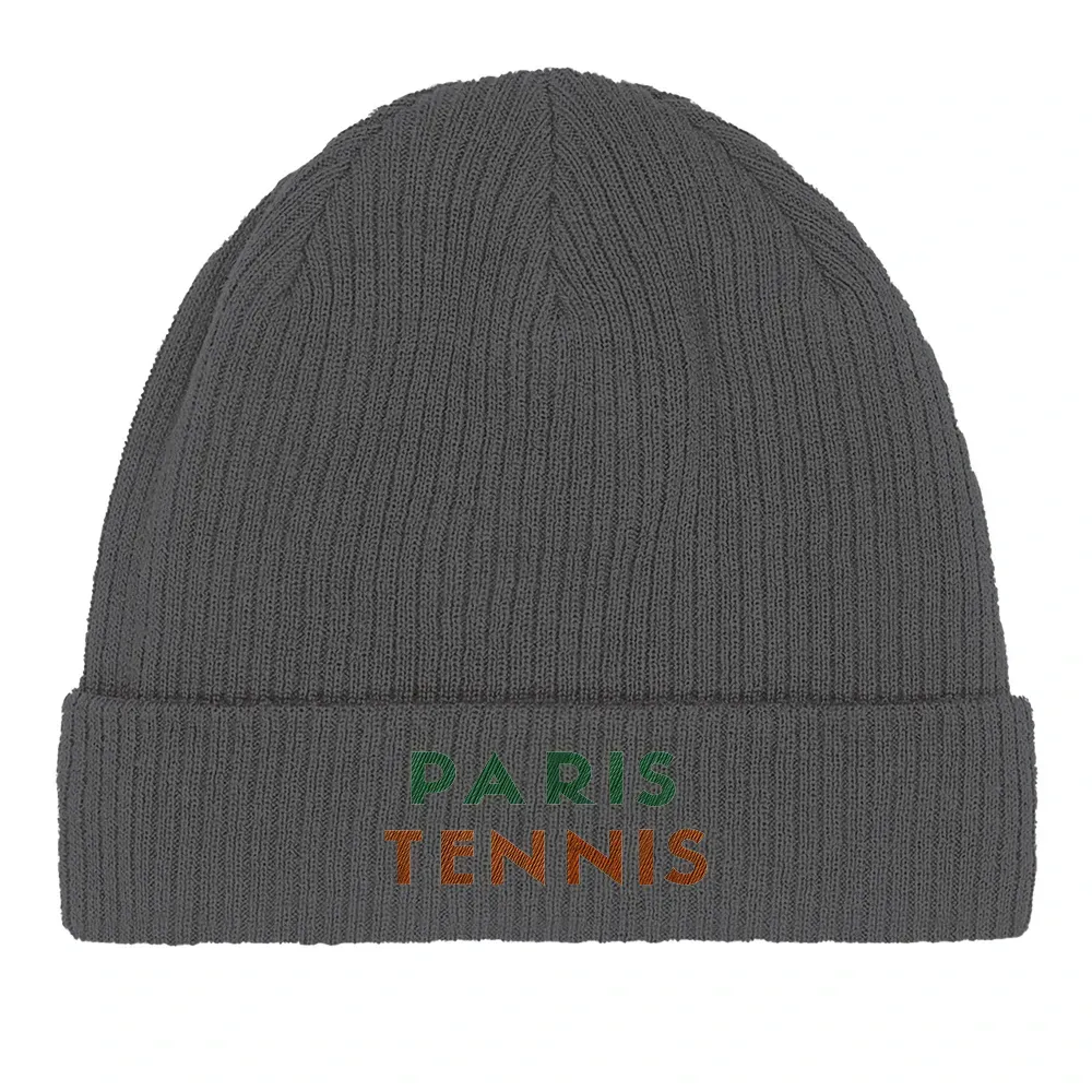 Beanie Paris Tennis 1  - Cotton Bio, Embroidered Design