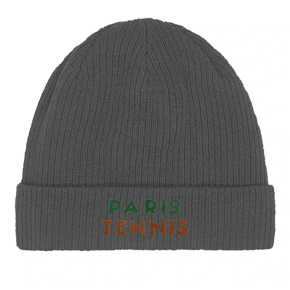 Beanie Paris Tennis 1  - Cotton Bio, Embroidered Design
