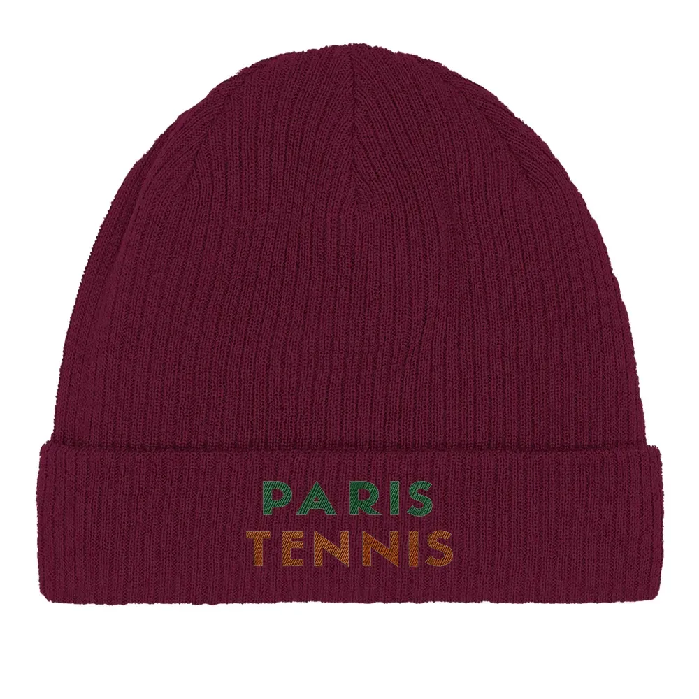 Beanie Paris Tennis 1  - Cotton Bio, Embroidered Design