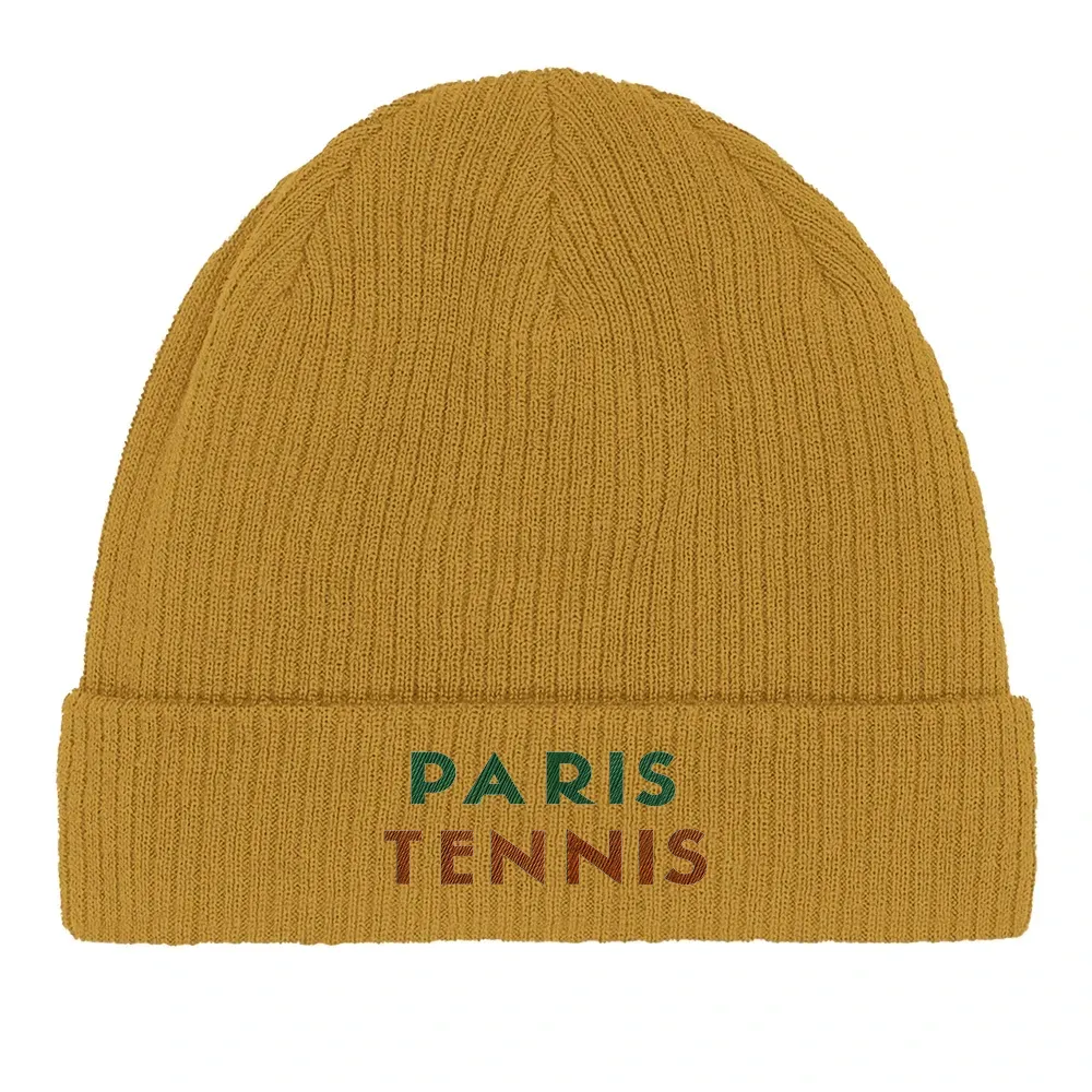 Beanie Paris Tennis 1  - Cotton Bio, Embroidered Design