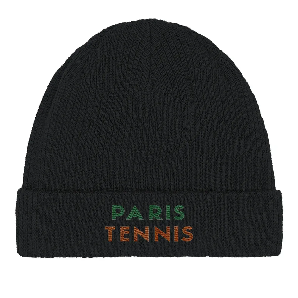 Beanie Paris Tennis 1  - Cotton Bio, Embroidered Design