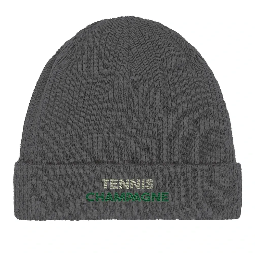 Beanie Tennis Champagne 2  - Cotton Bio, Embroidered Design
