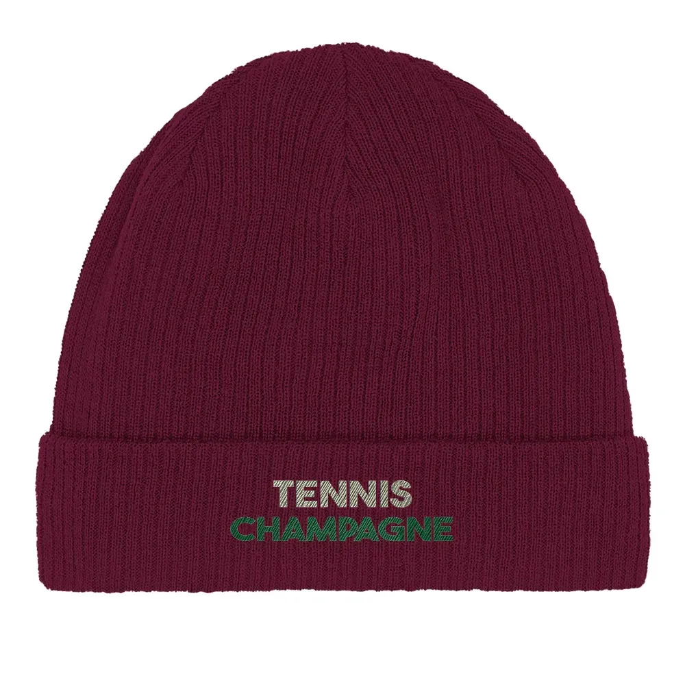 Beanie Tennis Champagne 2  - Cotton Bio, Embroidered Design