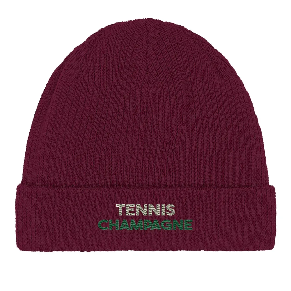 Beanie Tennis Champagne 2  - Cotton Bio, Embroidered Design