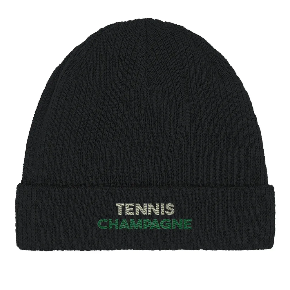 Beanie Tennis Champagne 2  - Cotton Bio, Embroidered Design