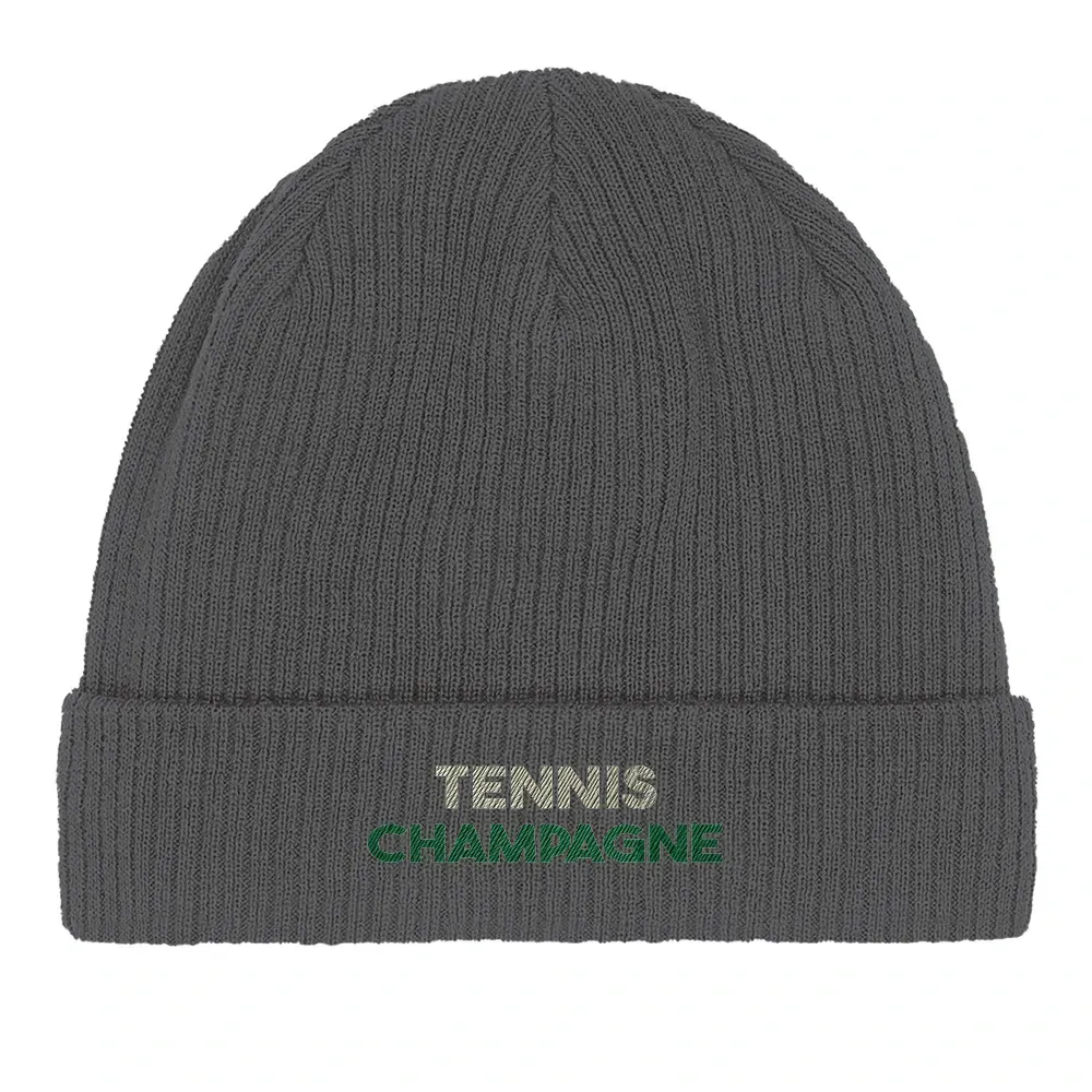 Beanie Tennis Champagne 2  - Cotton Bio, Embroidered Design