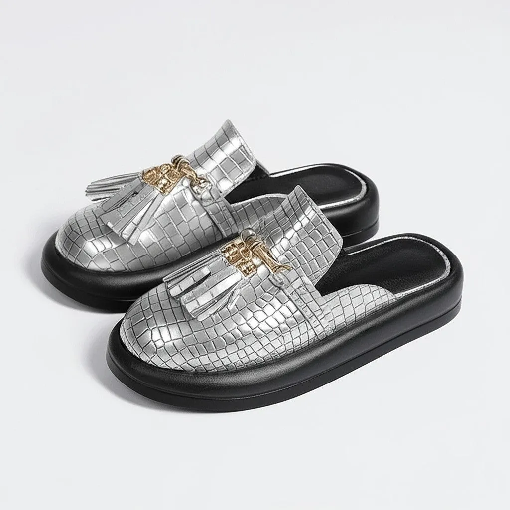 Bella Noir Platform Mules